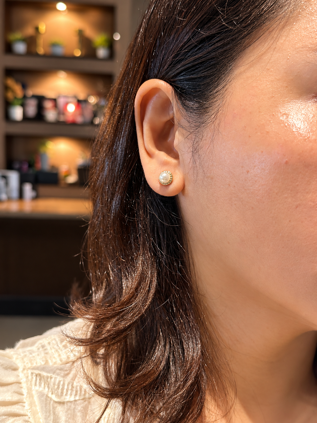 Pavé Halo Pearl Stud Earrings in 14K Gold Tone