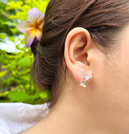 Butterfly Cascade Stud Earrings with Sparkling Stones