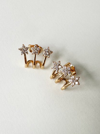 Celestial Trio Star Cuff Earrings