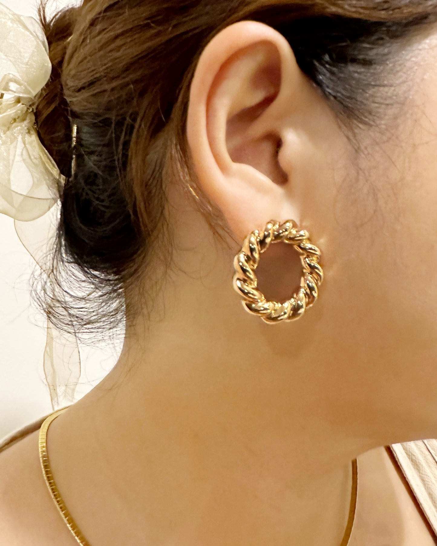 Twist Rope Open Circle Statement Earrings