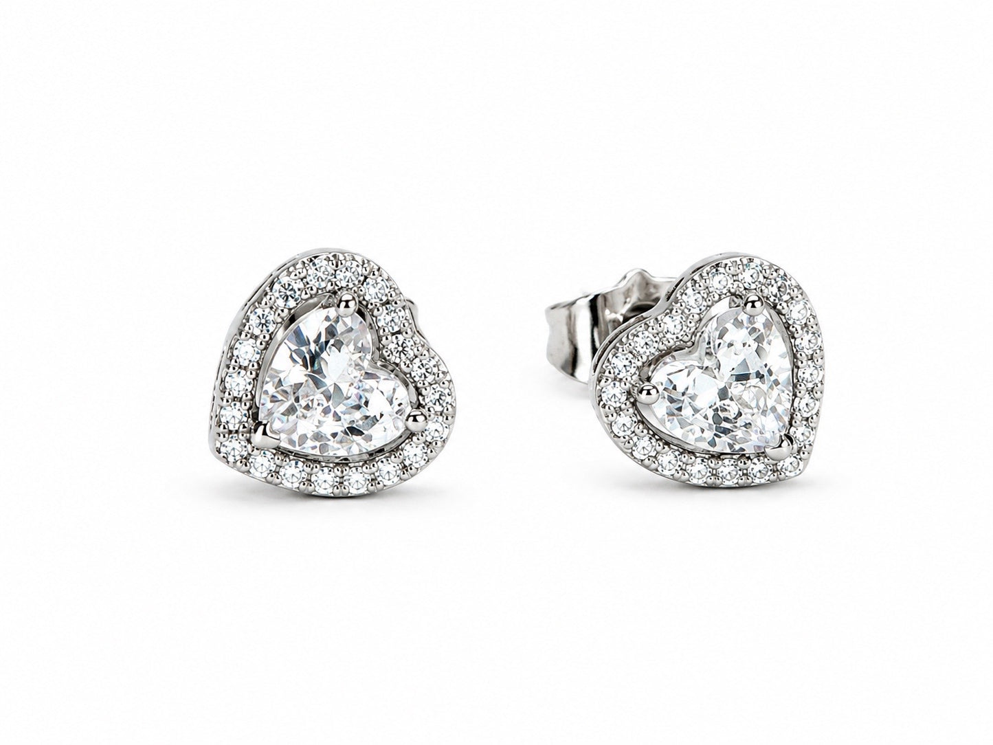Classic Heart Halo Stud Earrings | Premium Zirconia Heart Earrings