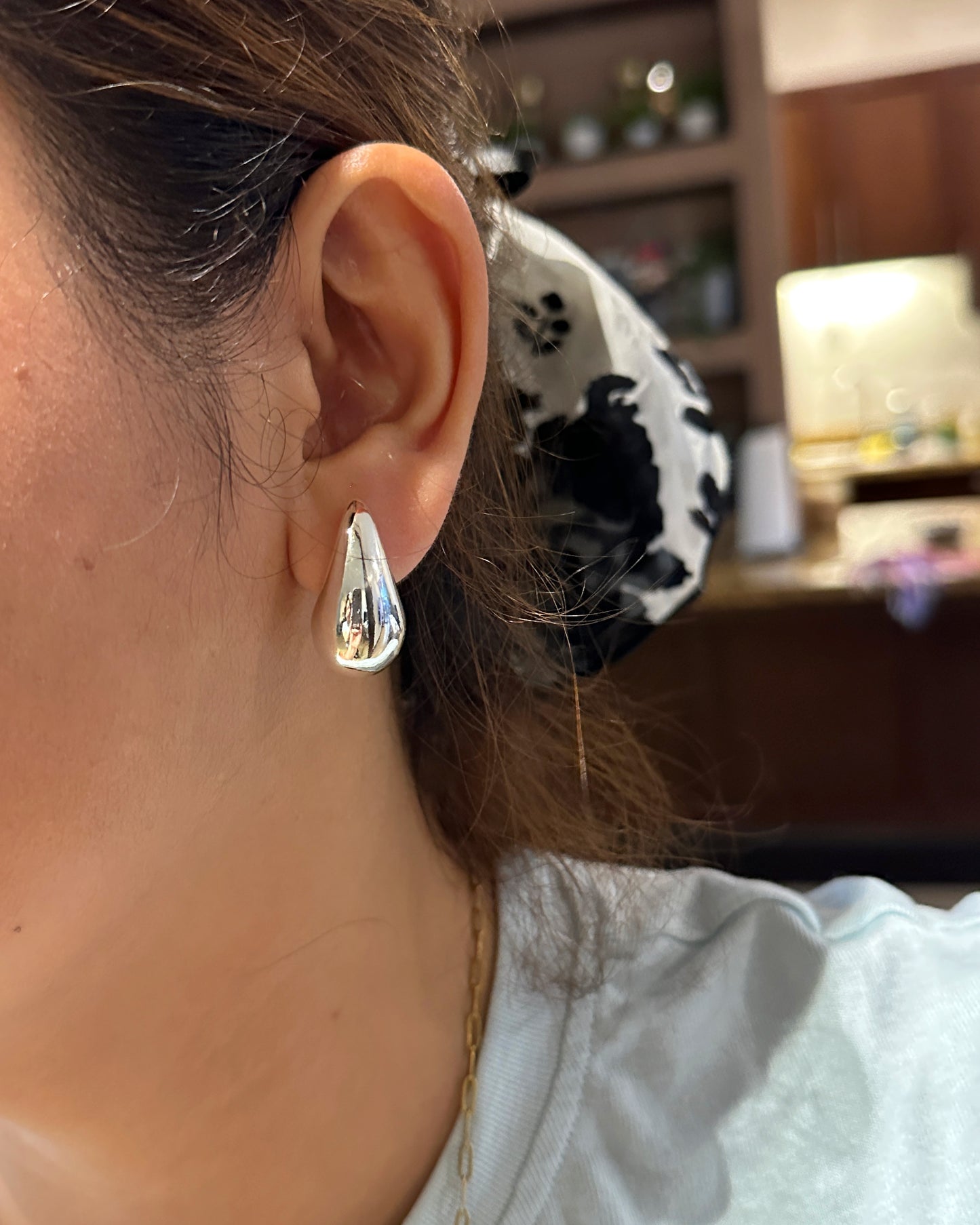 Sleek Melted Teardrop Earrings in 14K White Gold Tone