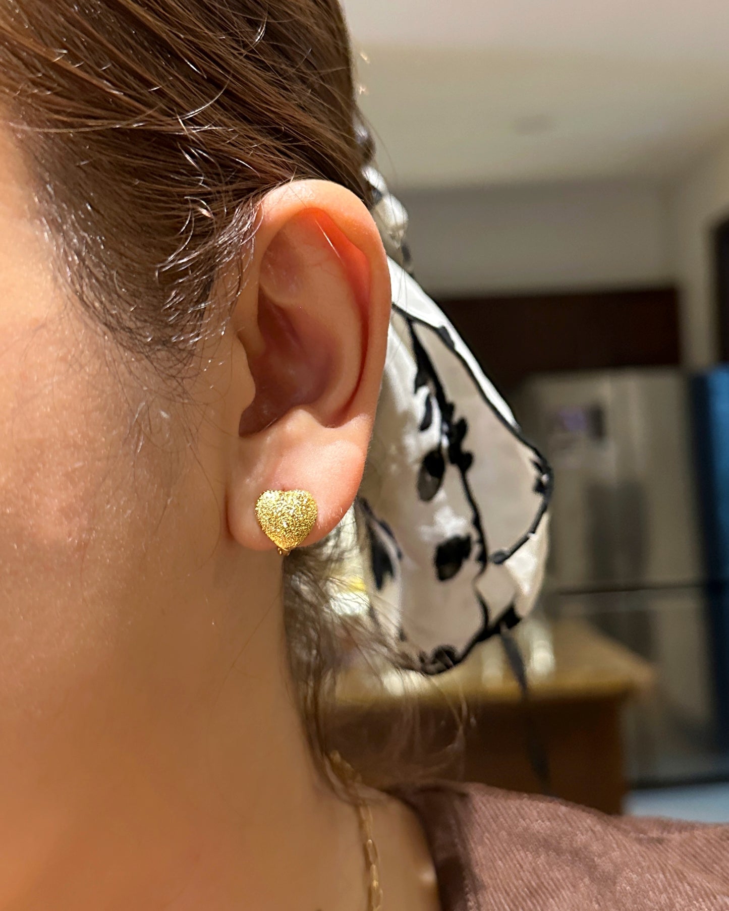 Frosted Heart Huggie Earrings – 18K Gold Dipped