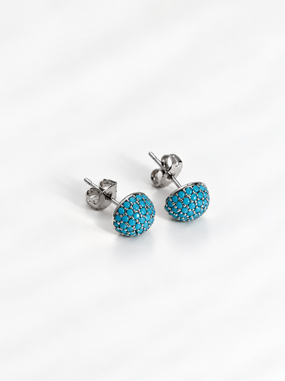 Micro-Pavé Turquoise Bead Sphere Stud Earrings