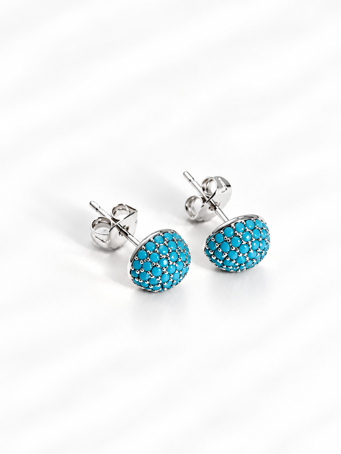 Micro-Pavé Turquoise Bead Sphere Stud Earrings