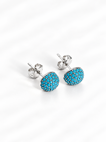 Micro-Pavé Turquoise Bead Sphere Stud Earrings