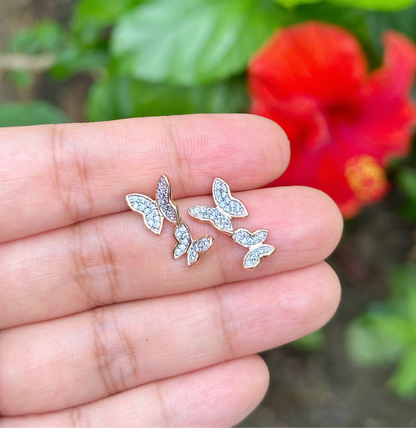 Butterfly Cascade Stud Earrings with Sparkling Stones