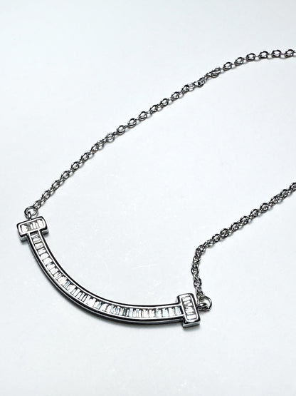 Curved Baguette Bar Necklace