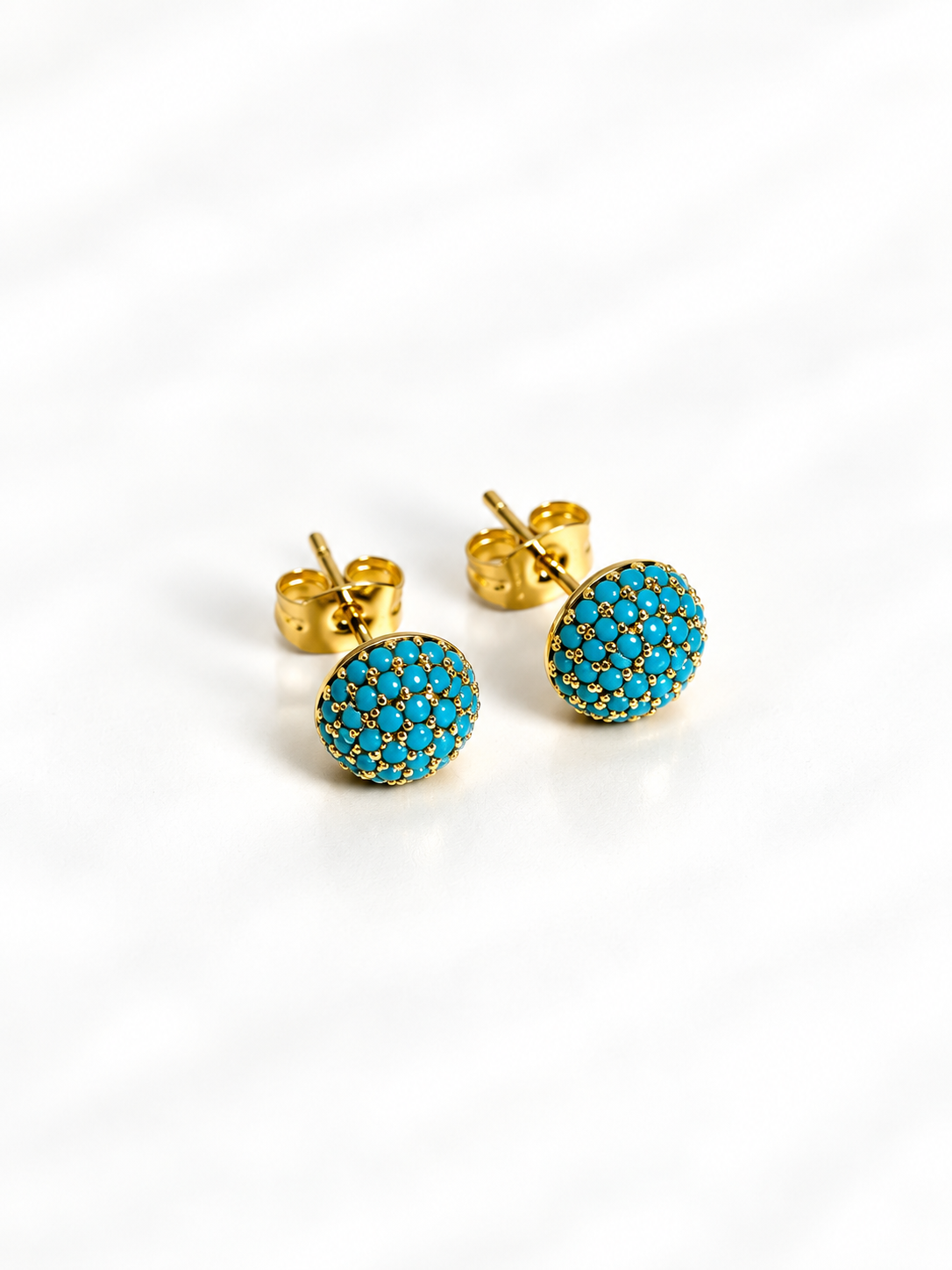 Micro-Pavé Turquoise Bead Sphere Stud Earrings