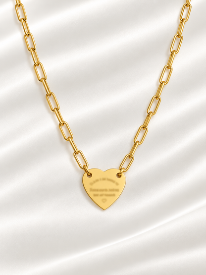 Classic Heart Tag Pendant Necklace | Stainless Steel Heart Charm Necklace