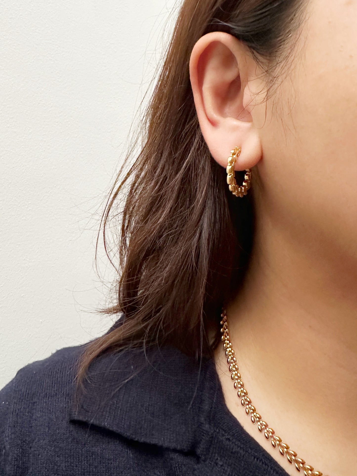 Golden Laurel Hoop Earrings in Stainless Steel
