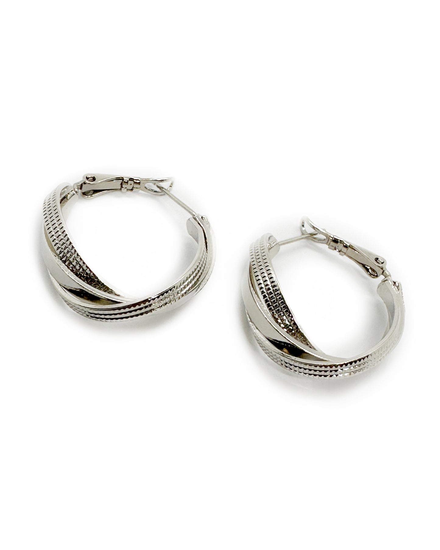 Twist Weave Hoop Earrings – 18K White Gold Dipped