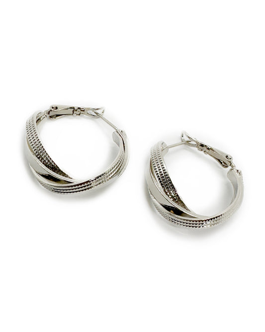 Twist Weave Hoop Earrings – 18K White Gold Dipped