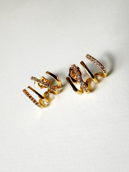 Triple Arc Sparkle Ear Cuff Earrings