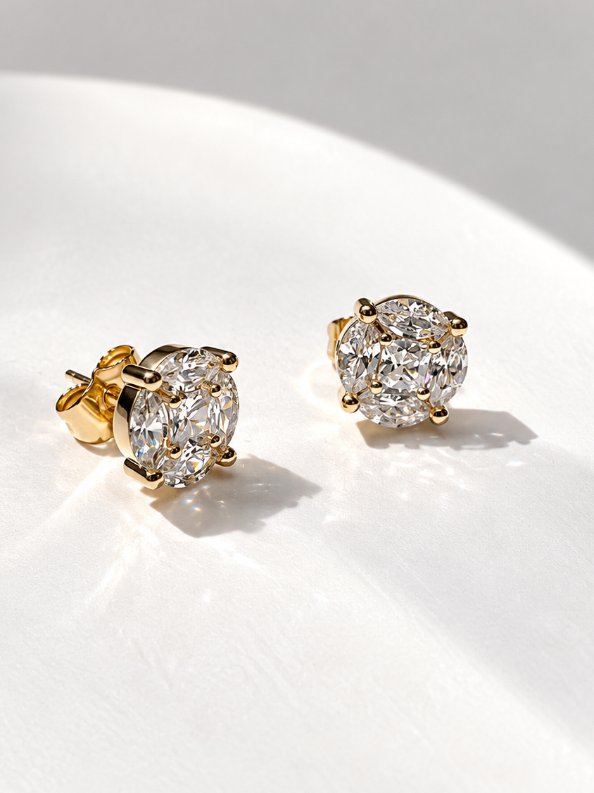 Classic Marquise Illusion Stud Earrings | Premium Zirconia