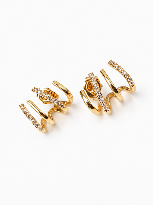 Triple Arc Sparkle Ear Cuff Earrings