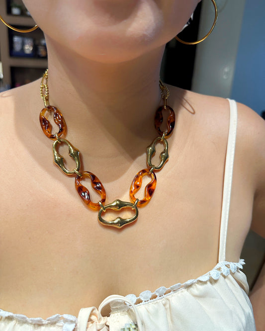 The Solara Link Statement Necklace in Stainless Steel