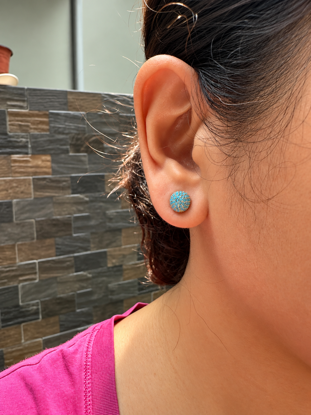 Micro-Pavé Turquoise Bead Sphere Stud Earrings
