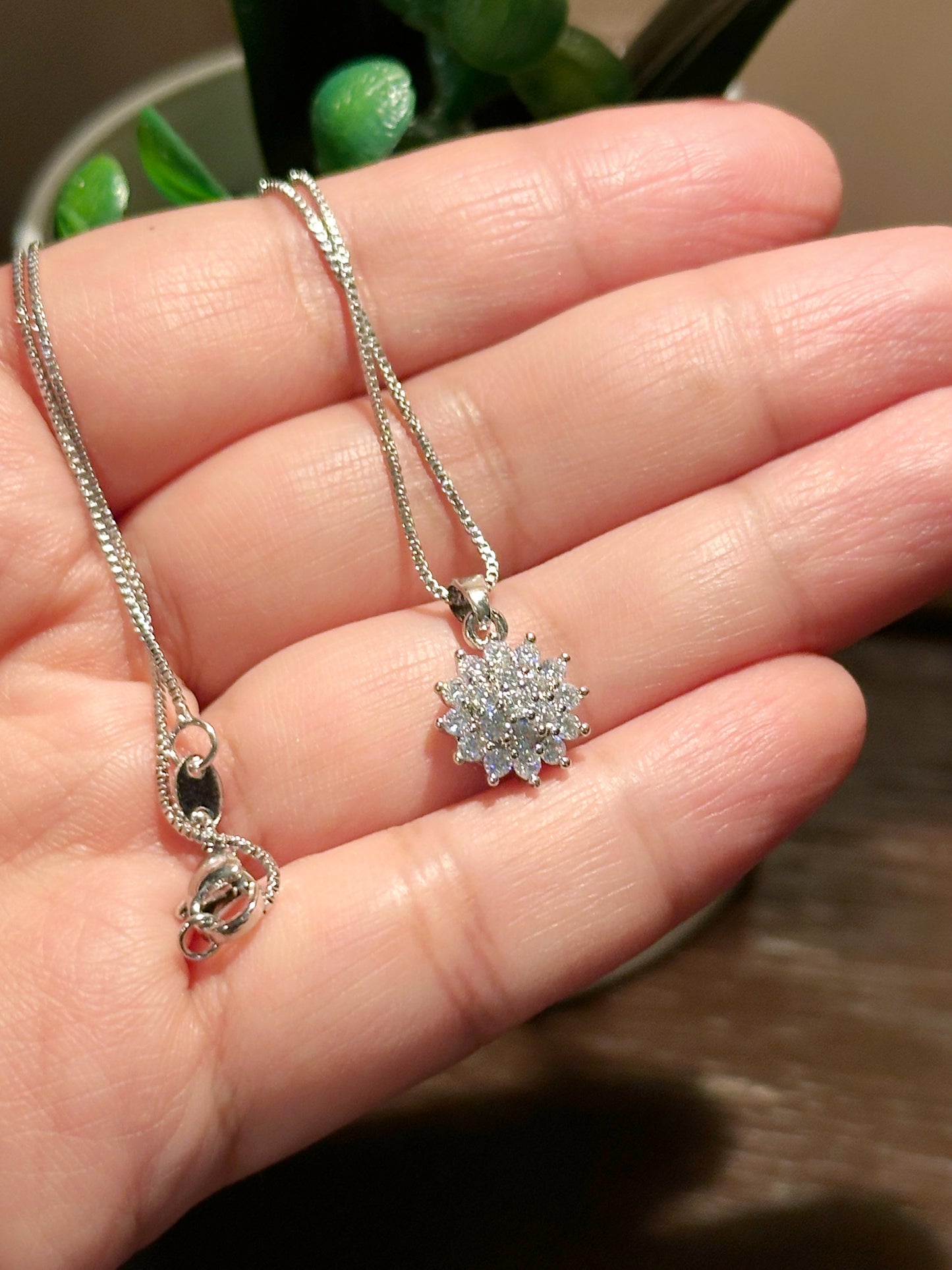 Classic Rosy Zirconia Pendant Necklace – 14K White Gold Dipped