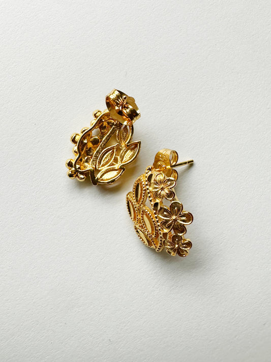 Golden Flora Statement Stud Earrings