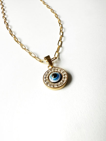 Evil Eye Pendant Necklace in Stainless Steel