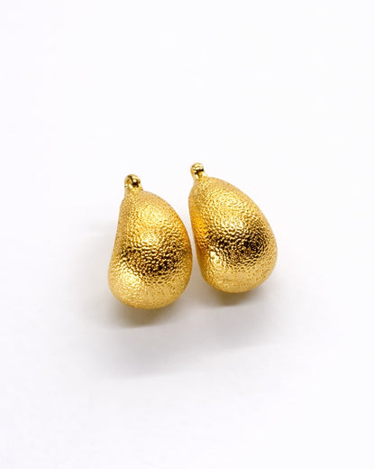 Shine Bright PH Textured Poodle Huggie Hoop Earrings - Front view of 18K gold tone poodle with a detailed bubble texture and secure huggie closure.