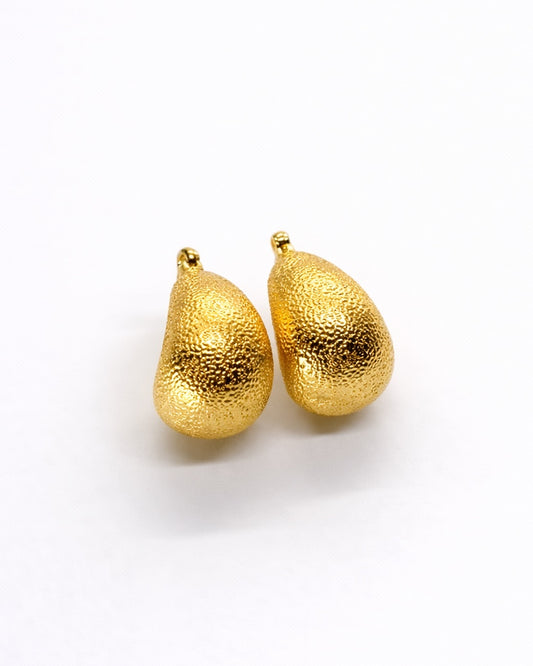 Shine Bright PH Textured Poodle Huggie Hoop Earrings - Front view of 18K gold tone poodle with a detailed bubble texture and secure huggie closure.