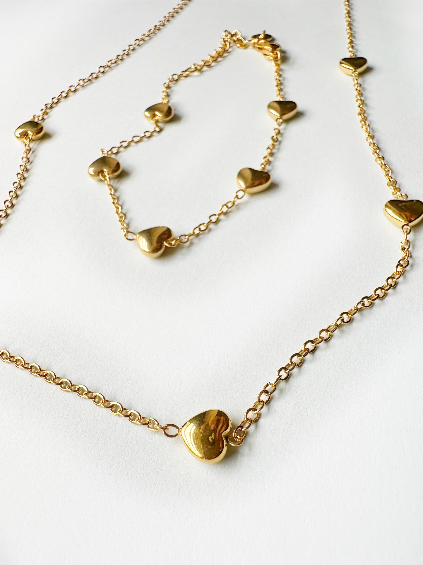Floating Hearts Necklace & Bracelet Set