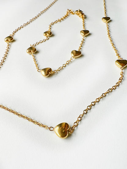 Floating Hearts Necklace & Bracelet Set