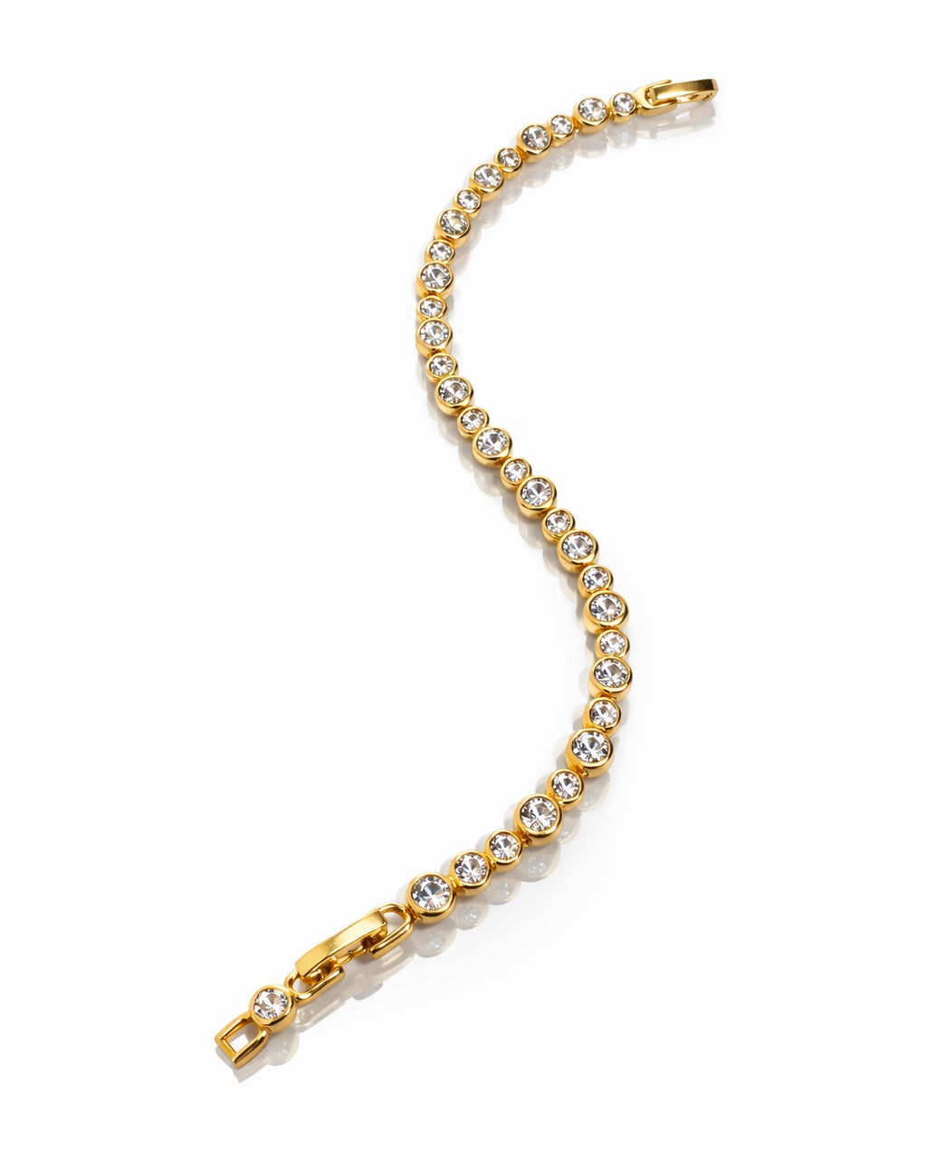The Staccato Link Bezel Tennis Bracelet in 14K Gold Tone | Premium-grade Zirconia