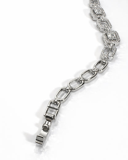 The Prism Link Tennis Bracelet in 14K White Gold Tone