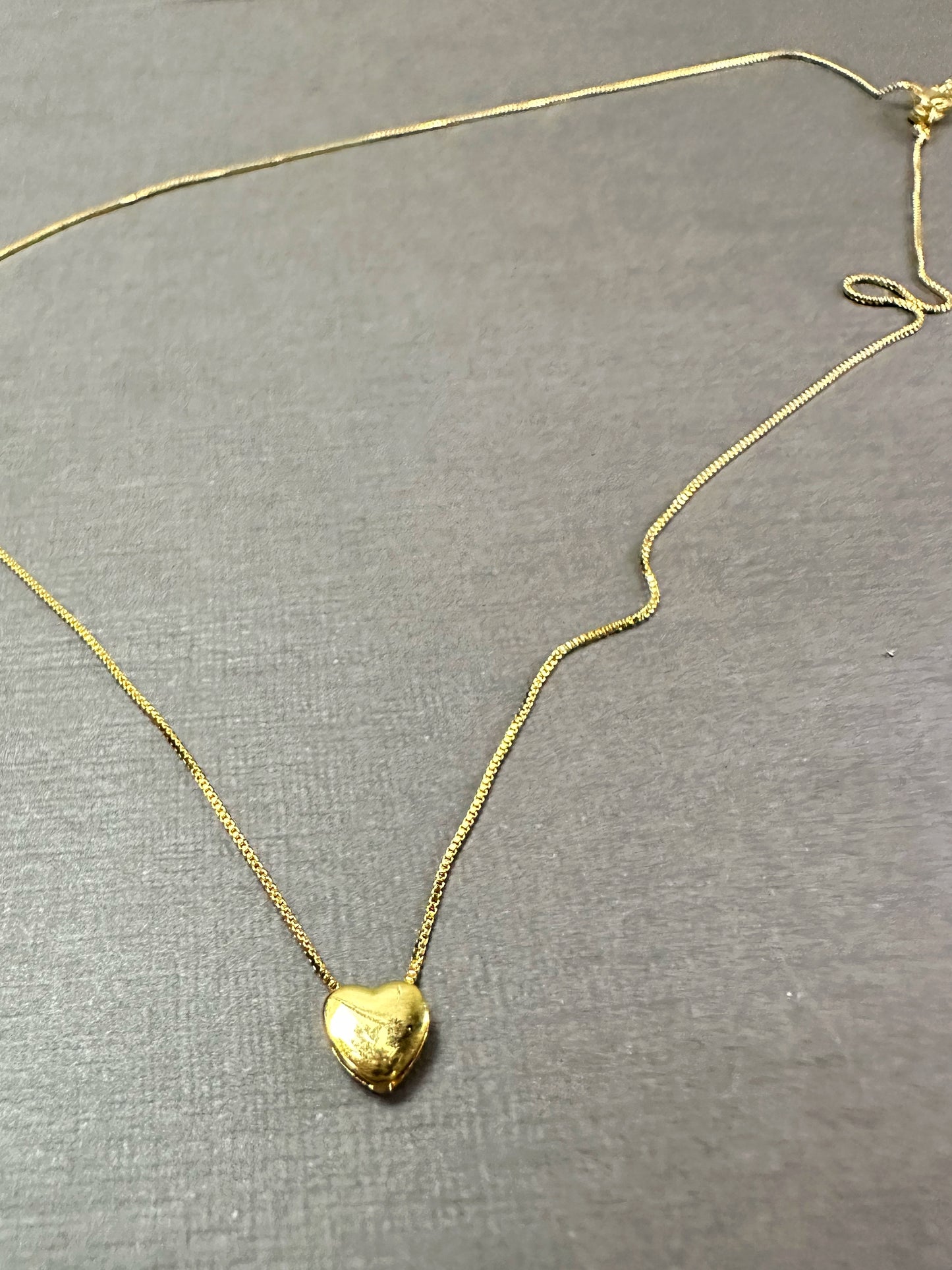 Solid Mini Heart Necklace in Gold Tone