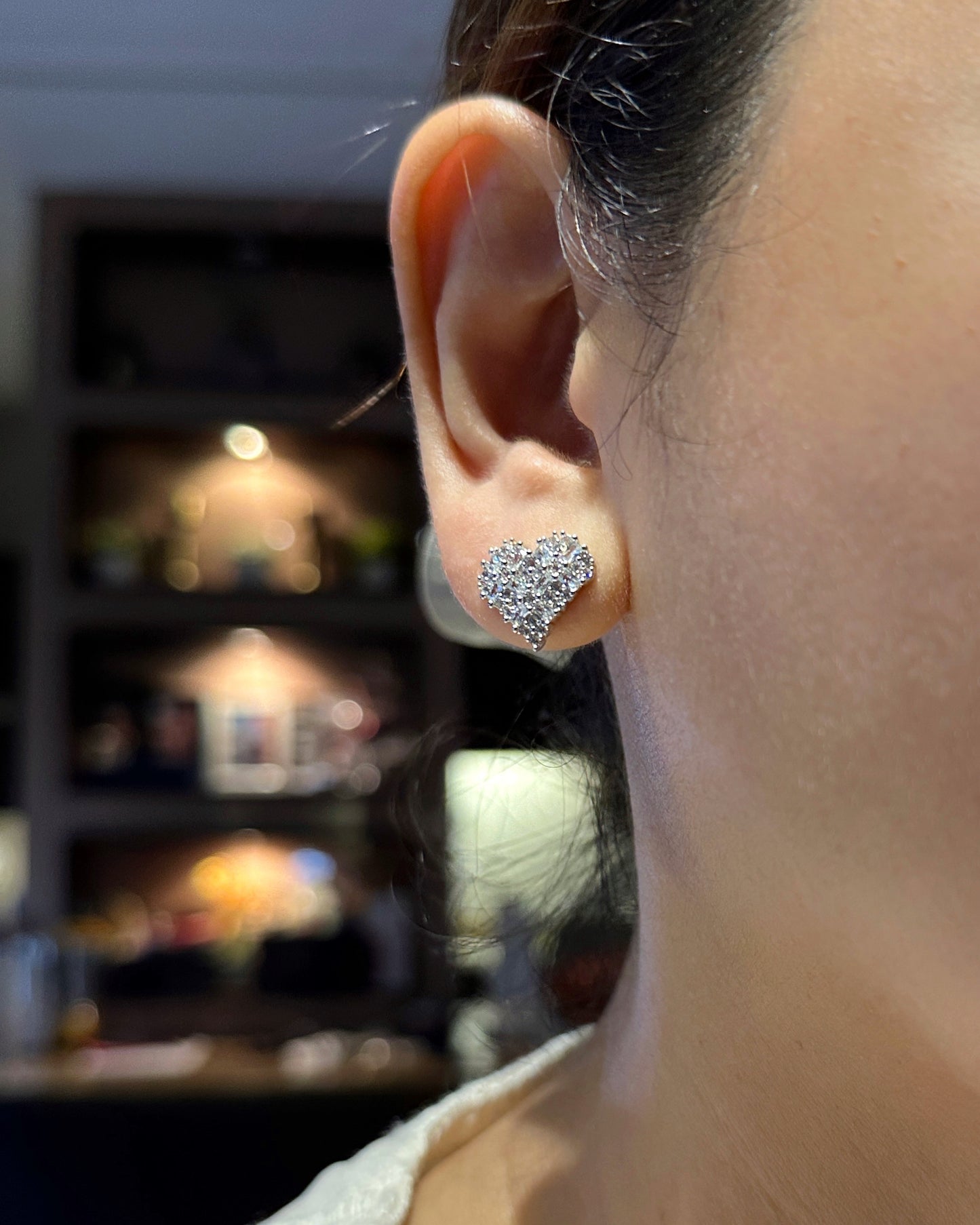 Twinkle Heart Pavé Stud Earrings