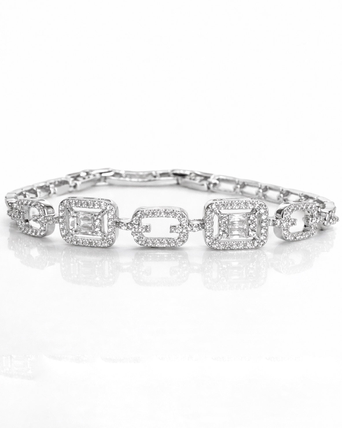 The Prism Link Tennis Bracelet in 14K White Gold Tone