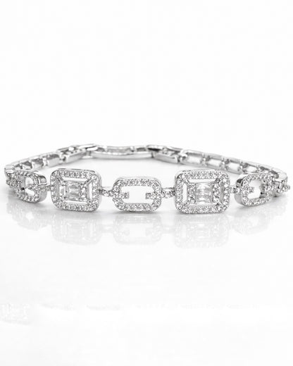 The Prism Link Tennis Bracelet in 14K White Gold Tone
