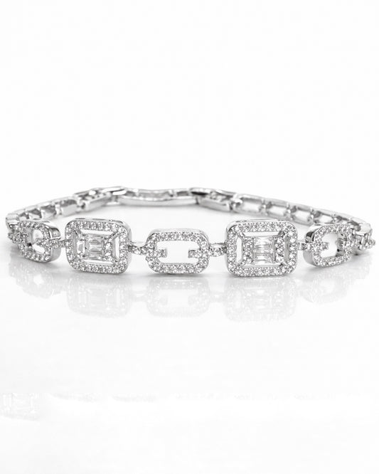 The Prism Link Tennis Bracelet in 14K White Gold Tone