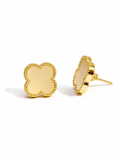 The Fleur de Nacre Stud Earrings in Gold Tone