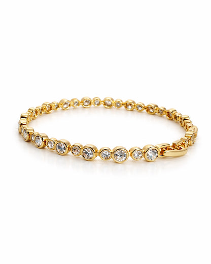 The Staccato Link Bezel Tennis Bracelet in 14K Gold Tone | Premium-grade Zirconia
