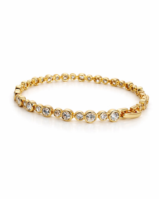 The Staccato Link Bezel Tennis Bracelet in 14K Gold Tone | Premium-grade Zirconia