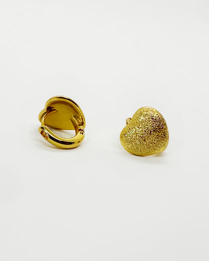 Frosted Heart Huggie Earrings – 18K Gold Dipped