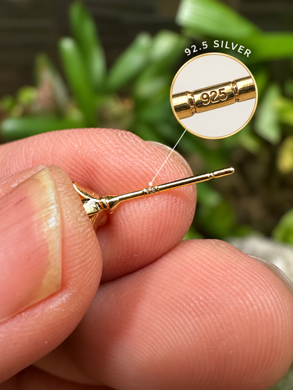 Dainty Blossom Marquise Zirconia Stud Earrings in 14K Gold Tone