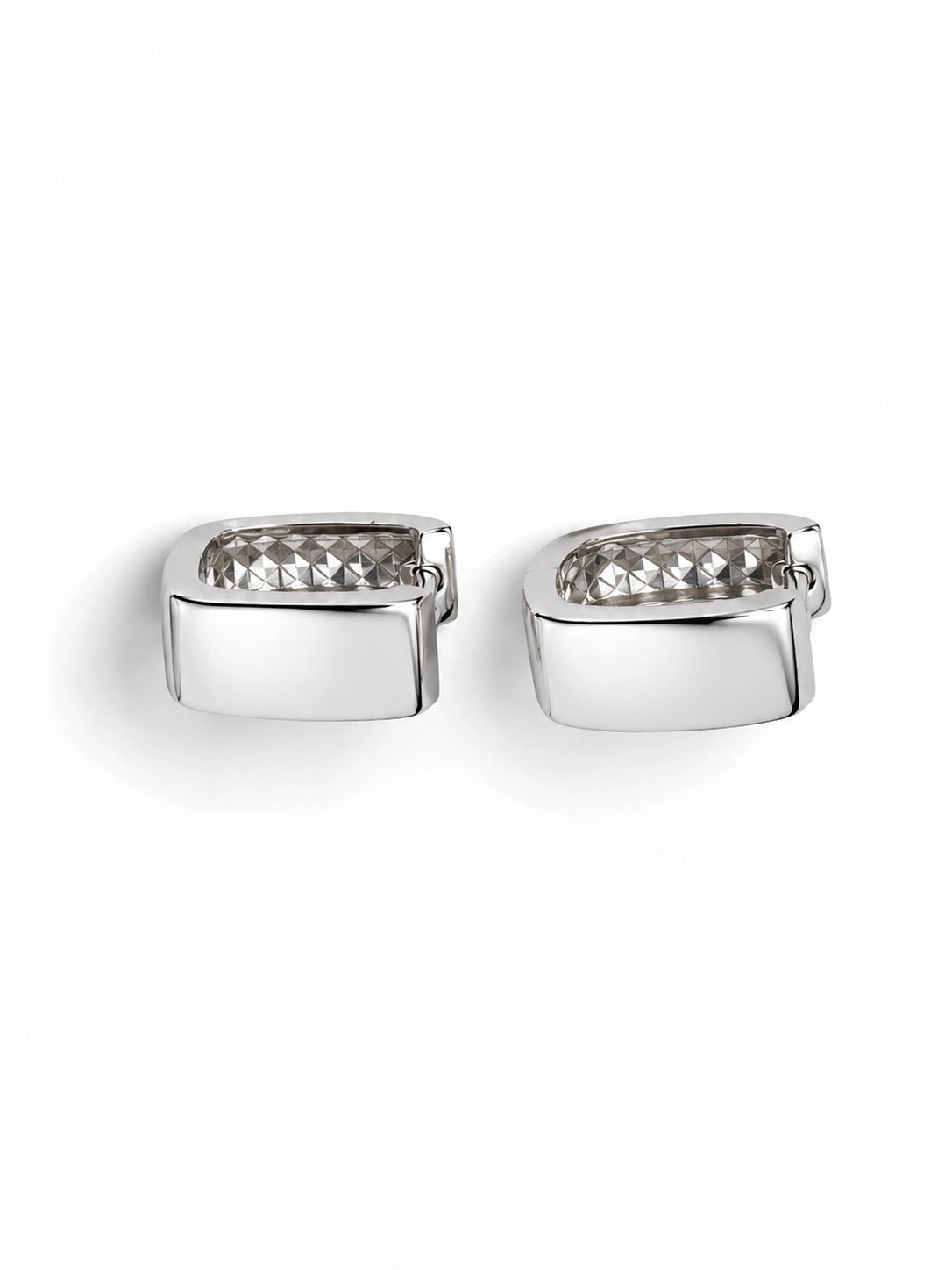 Quadro Hoops in White Gold Tone
