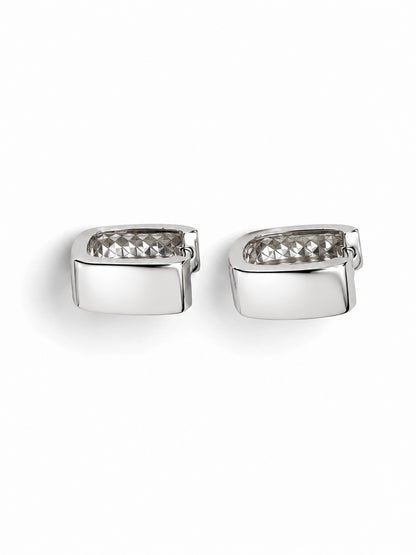 Quadro Hoops in White Gold Tone