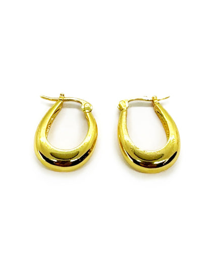 Sculpted Teardrop Gold Hoop Earrings – 18K Gold Tone