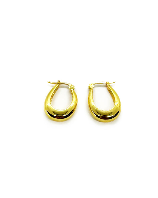 Sculpted Teardrop Gold Hoop Earrings – 18K Gold Tone
