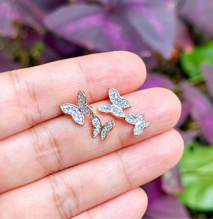 Butterfly Cascade Stud Earrings with Sparkling Stones