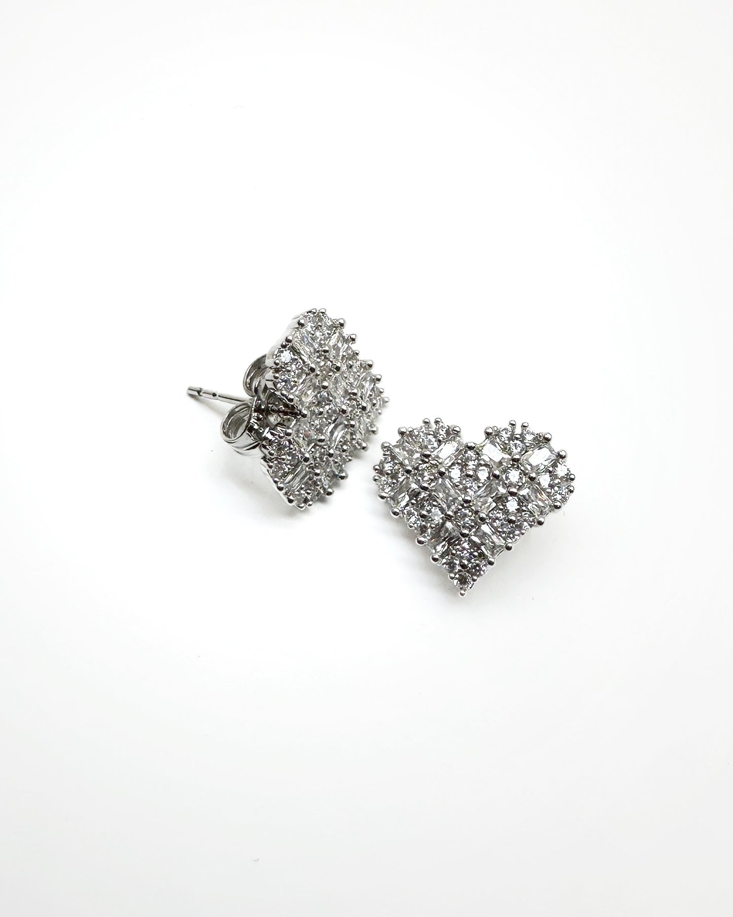 Twinkle Heart Pavé Stud Earrings