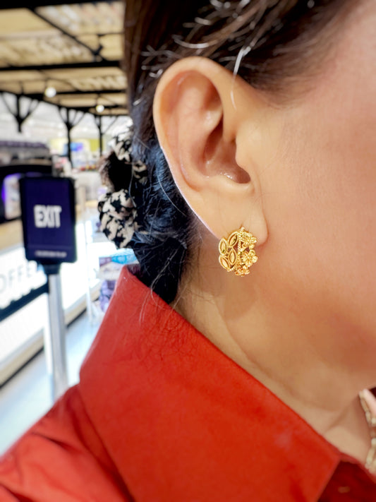 Golden Flora Statement Stud Earrings