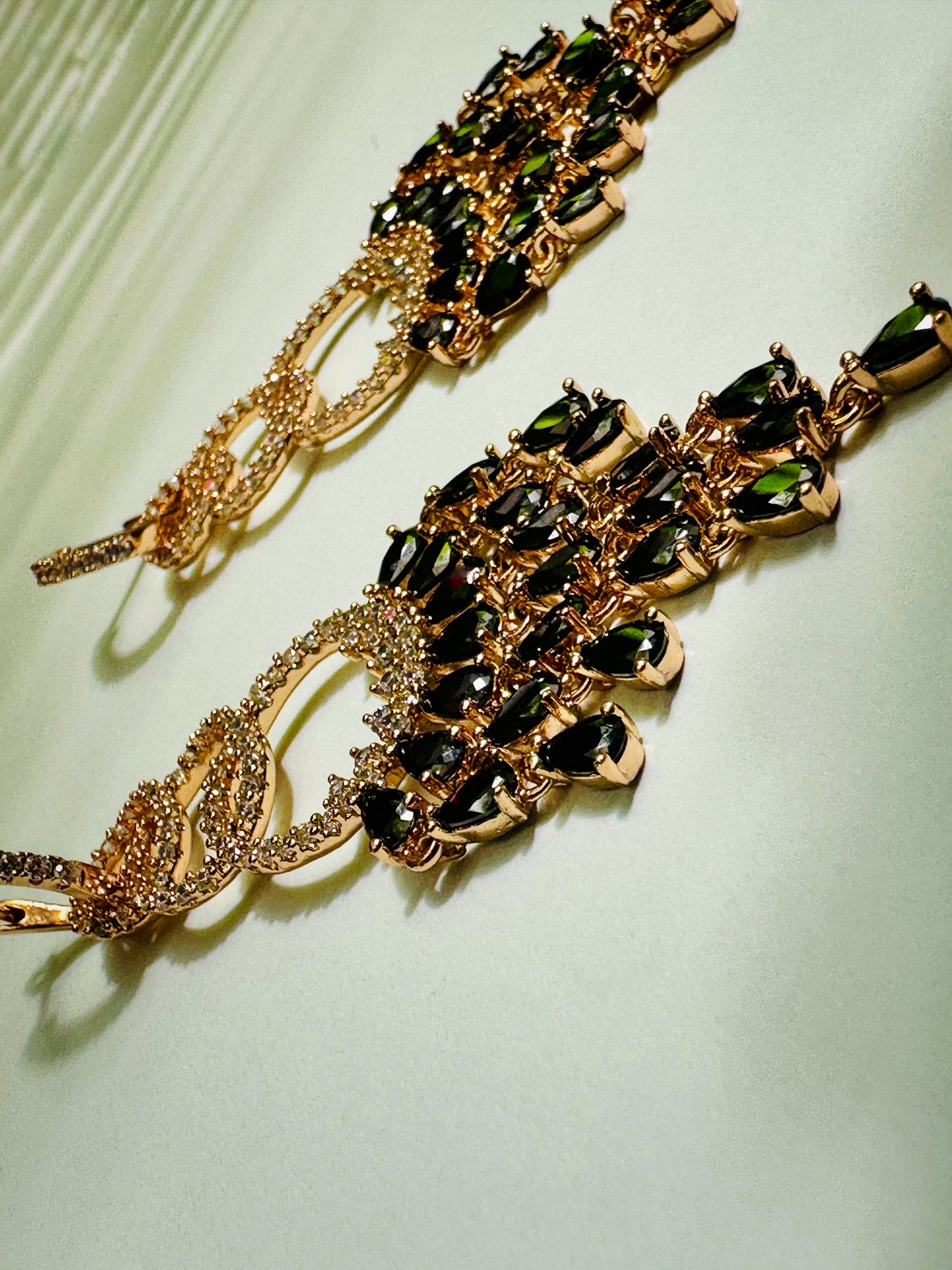 Spanish Chandelier Earrings in Black & Gold Tone