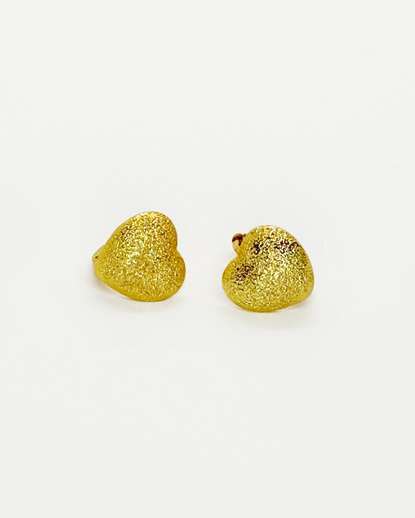 Frosted Heart Huggie Earrings – 18K Gold Dipped